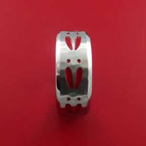 Cobalt Chrome Hammer Finish Deer Tracks Band Hunters Ring Made to Any Sizing and Color