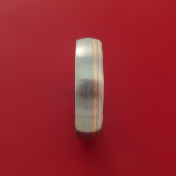 Titanium Ring with 14k Rose Gold Inlay Custom Made Men's Wedding Band ...