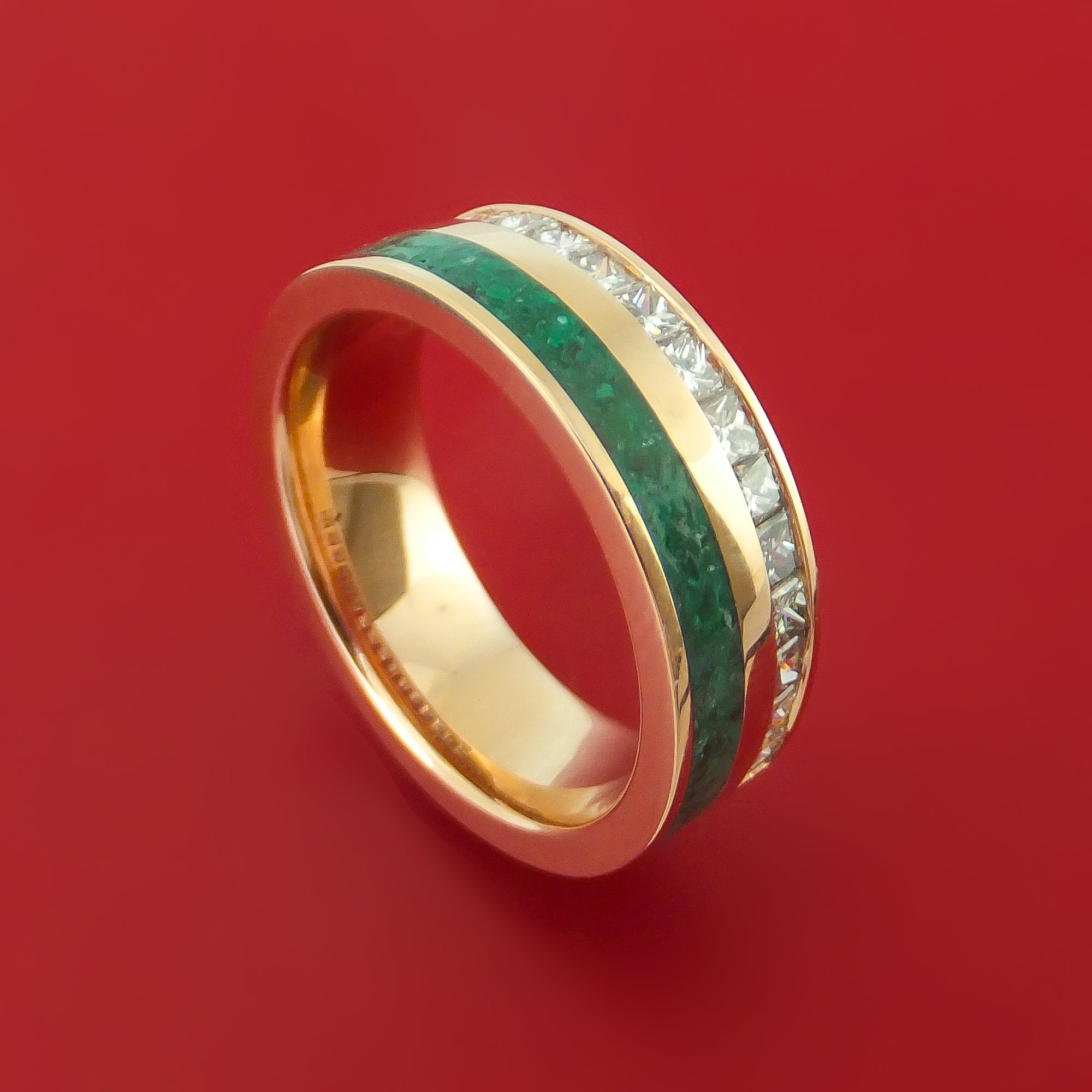 Handcrafted Teardrop Malachite Cocktail Ring in 22K Gold