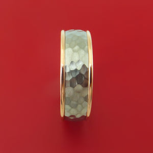 14k Rose Gold Ring with Titanium Inlay Custom Made Band