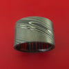 Extra Wide Damascus Steel Ring with Interior Hardwood Sleeve Custom Made Band