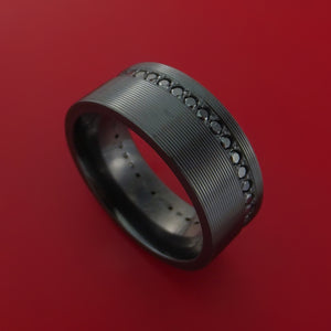 Black Zirconium Ring with Black Diamonds Custom Made Band