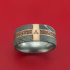 Damascus Steel Celtic Ring with 14K Rose Gold and Mokume Shakudo Custom Made