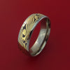 Titanium and Mokume Ring Custom Made to Any Size Yellow Gold Shakudo