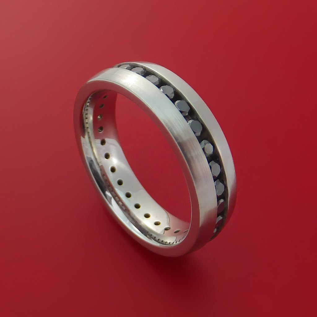 Cobalt Chrome Eternity Band with Black Diamonds Custom Made Ring