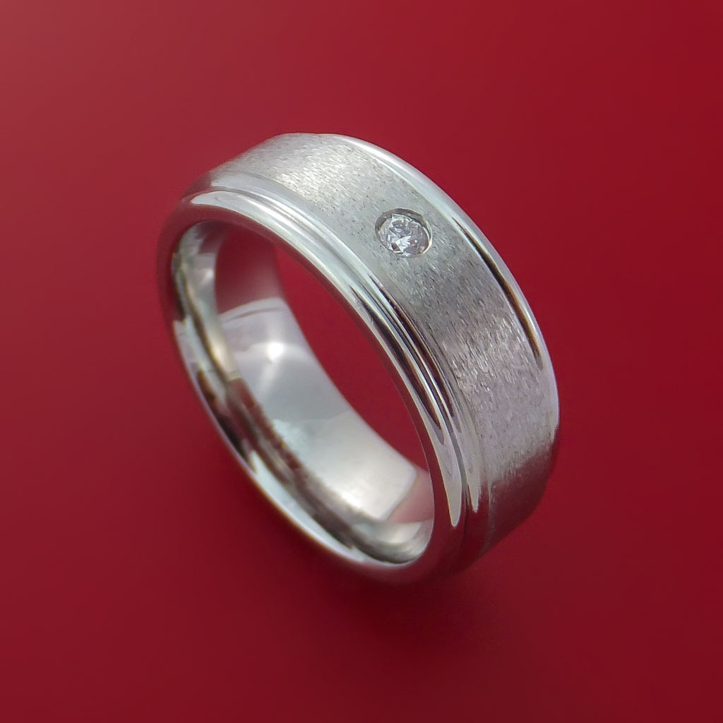 Cobalt Chrome Satin Finish Ring with a Beautiful Round Diamond