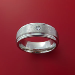Cobalt Chrome Satin Finish Ring with a Beautiful Round Diamond
