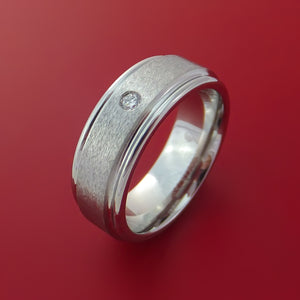 Cobalt Chrome Satin Finish Ring with a Beautiful Round Diamond