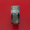 Wide Black Zirconium Ring with Damascus Steel Inlay and Interior Hardwood Sleeve Custom Made Band
