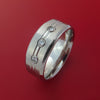 Cobalt Chrome Ring with Rounded Groove Inlay and Diamonds Custom Made Band