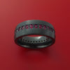 Black Zirconium Ring with Rubys Custom Made Band