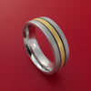 Cobalt Chrome Band with 14K Yellow Gold Florentine Inlay Custom Made Ring