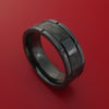 Black Zirconium Ring with Segmented Black Carbon Fiber Inlay Custom Made Band
