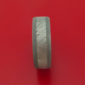 Titanium Ring with Gibeon Meteorite Inlay and Interior Hardwood Sleeve Custom Made Band