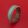 Titanium Ring with Gibeon Meteorite Inlay and Interior Hardwood Sleeve Custom Made Band