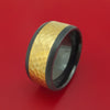 Wide Black Zirconium Ring with 14k Yellow Gold Inlay Custom Made Band