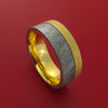 18K Yellow Gold Ring with Gibeon Meteorite Inlay Custom Made Band