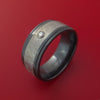 Black Zirconium Ring with Gibeon Meteorite Inlay and Diamond Custom Made Band