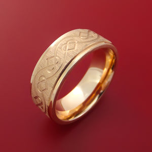 14K Rose Gold Ring with Celtic Heart Design Custom Made Band
