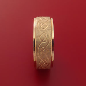 14K Rose Gold Ring with Celtic Heart Design Custom Made Band