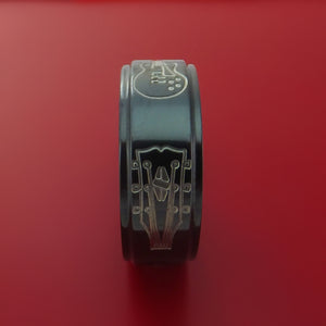 Black Zirconium with Guitars Design Musicians Custom Ring