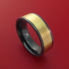 Black Zirconium Ring with Wide 14K Yellow Gold Inlay Custom Made Band