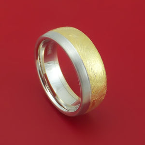 14k White and Yellow Gold Distressed Band Custom Made