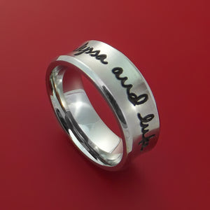 Cobalt Chrome Band with Custom Handwriting Laser Etched Custom Ring