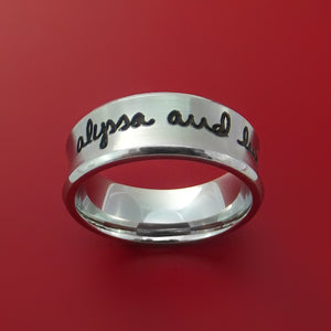 Cobalt Chrome Band with Custom Handwriting Laser Etched Custom Ring