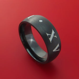 Black Zirconium Roman Numeral Ring Custom Made Band