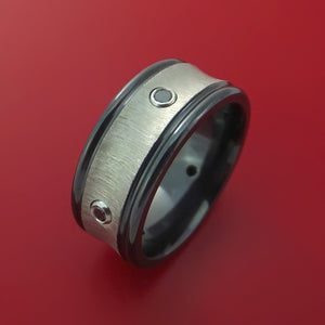 Black Zirconium Ring with Zirconium Inlay and Black Diamonds