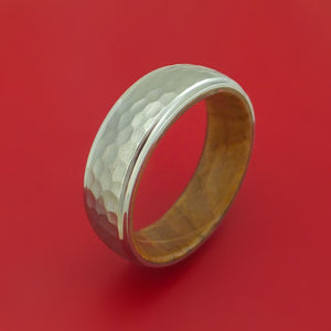 Hammered Titanium Ring with Interior Hardwood Sleeve Custom Made Band