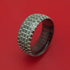 Black Zirconium Ring with Knob Tire Tread Pattern Inlay and Interior Hardwood Sleeve Custom Made Band