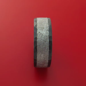 Black Zirconium Ring with Gibeon Meteorite Inlay Custom Made Band