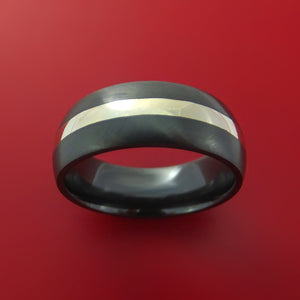 Black Zirconium Ring with Sterling Silver Inlay Custom Made Band