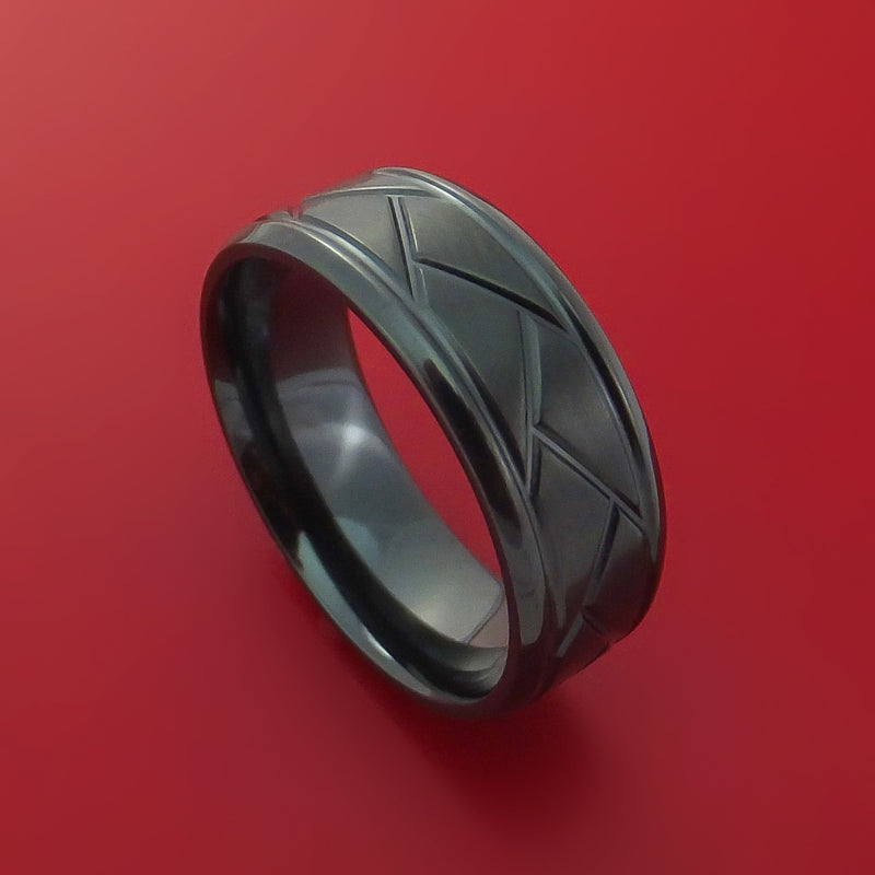 Black Zirconium Satin and Polish Weave Ring Custom Made