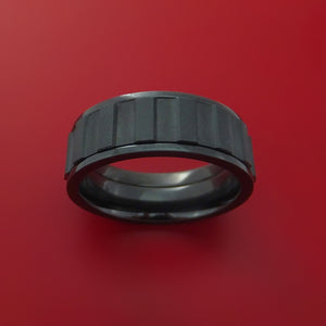 Black Zirconium Spinner Ring with Milled Gear Design Inlay Custom Made Band