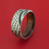 Titanium Ring with Laser-Etched American Flag Inlay and Interior Hardwood Sleeve Custom Made Band