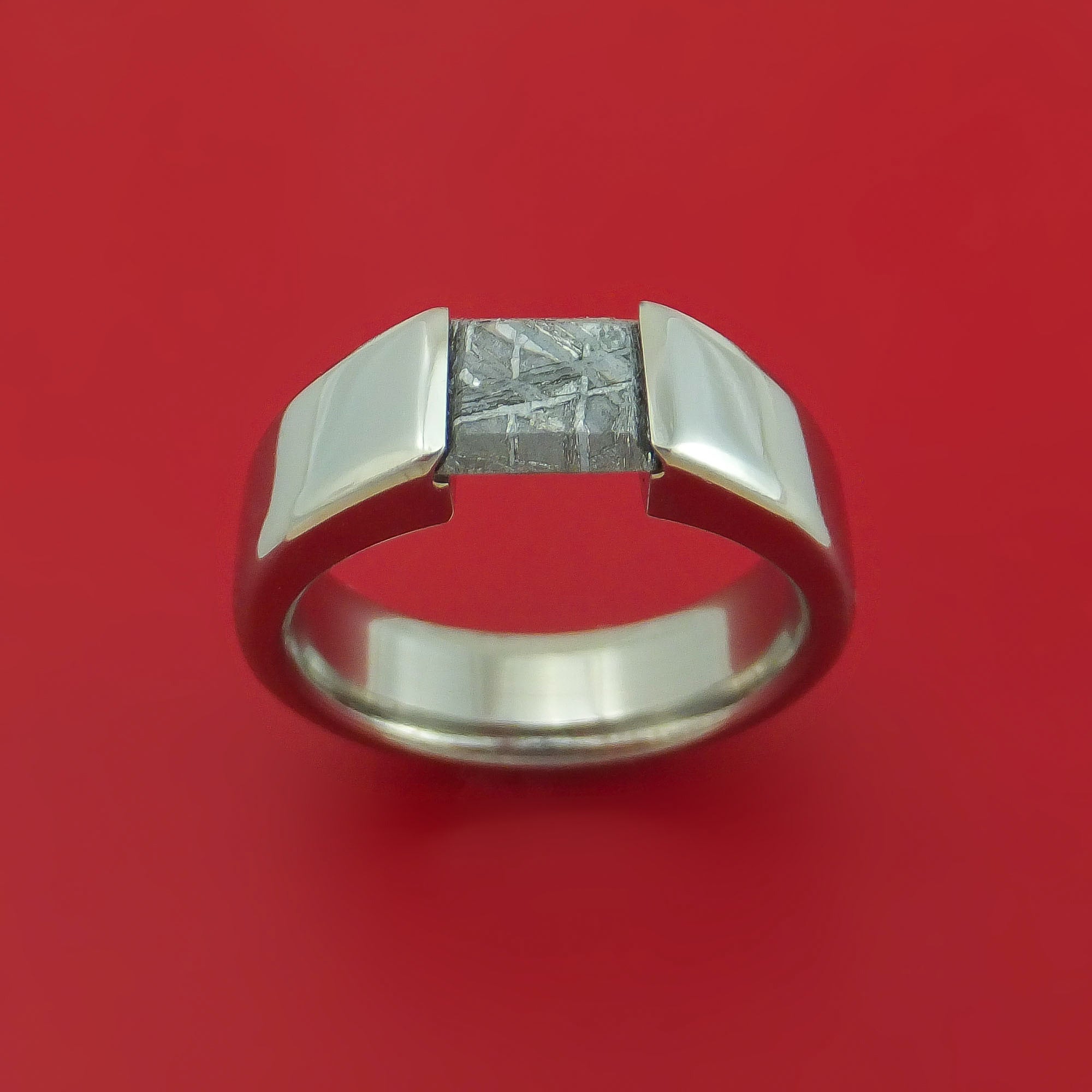 Titanium Ring with Tension-Set Moissanite Custom Made Band