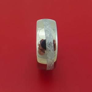 Titanium Ring with Diagonal Gibeon Meteorite Inlay Custom Made Band