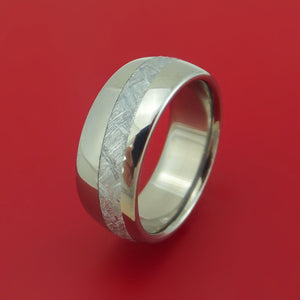 Titanium Ring with Diagonal Gibeon Meteorite Inlay Custom Made Band