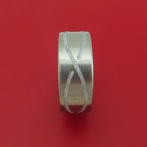 Titanium Ring with Infinity Pattern Gibeon Meteorite Inlay Custom Made Band