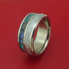 Titanium Ring with Gibeon Meteorite and Abalone Inlays Custom Made Band