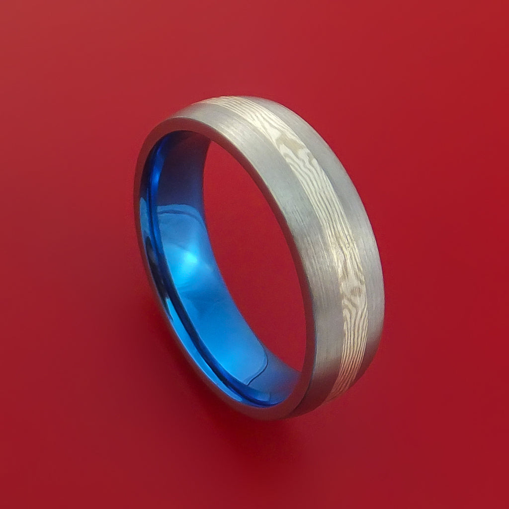 Titanium and Mokume Ring with Anodized Interior