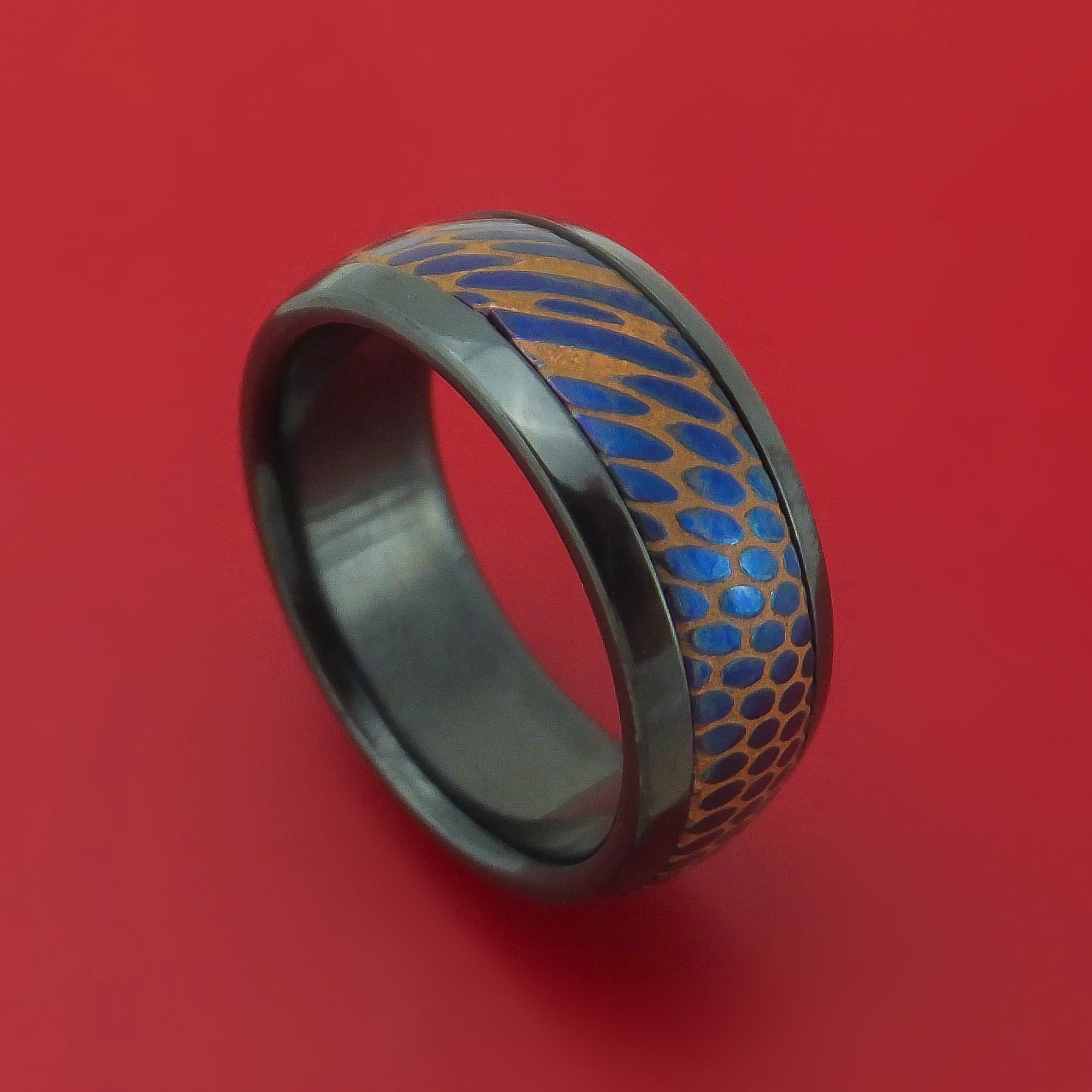 Black Zirconium and Anodized Etched Superconductor Ring Custom
