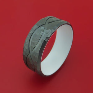 Black Zirconium Ring with Infinity Milled Celtic Design Inlay and Interior Cerakote Sleeve Custom Made Band