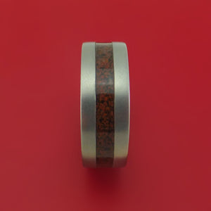 Titanium Ring with Dinosaur Bone Inlay Custom Made Band