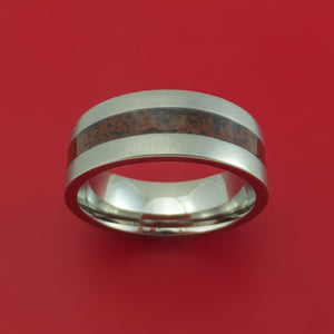 Titanium Ring with Dinosaur Bone Inlay Custom Made Band