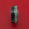 Black Zirconium Ring with Dinosaur Bone and Gibeon Meteorite Inlays Custom Made Band