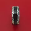 Kuro Damascus Steel Ring with Dinosaur Bone Inlay Custom Made Band